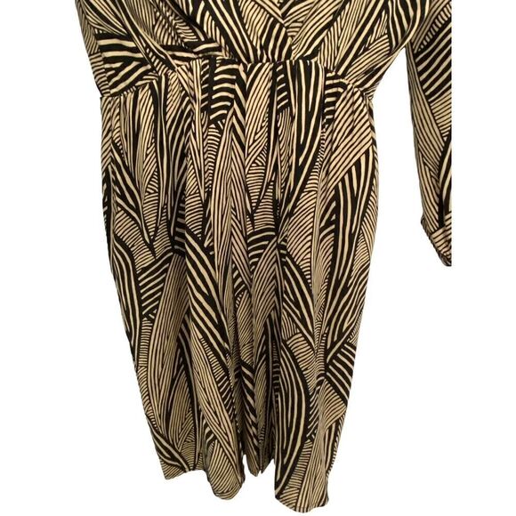 Amanda Uprichard Faux Wrap Silk Mini Dress 3/4 Sleeve Geometric Black Tan Small - Picture 6 of 10